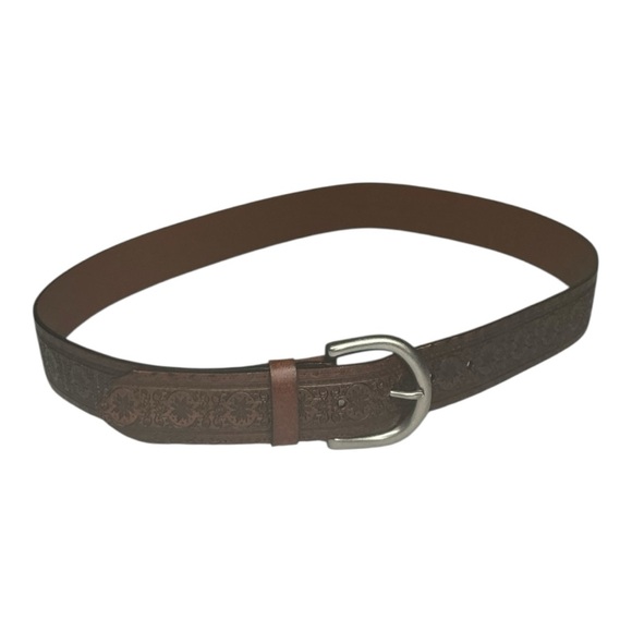 WCKD Collective Ornate Stamped Leather Belt – Size L Tooled Western Style - Picture 1 of 9